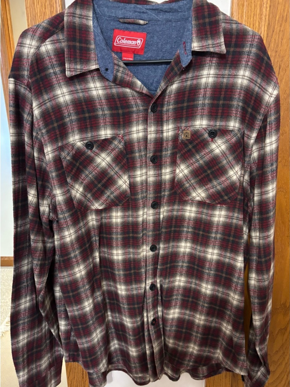 Coleman Red, Cream & Charcoal Plaid Flannel Shirt